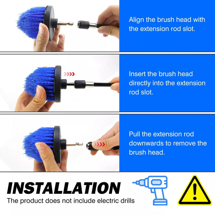 Electric Car Scrubbing Brush Cleaning Kit with Drill Power - Carmodza.com