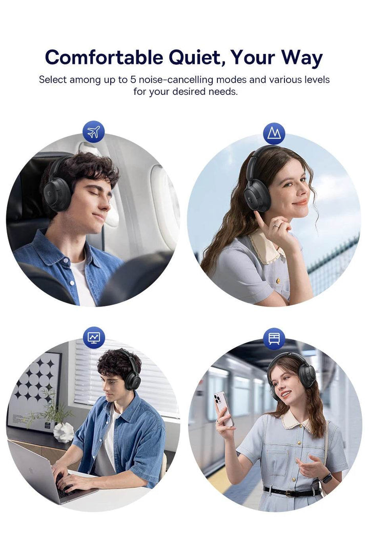 Baseus Wireless Noise Canceling Headphones - 120H Playtime - Carmodza.com