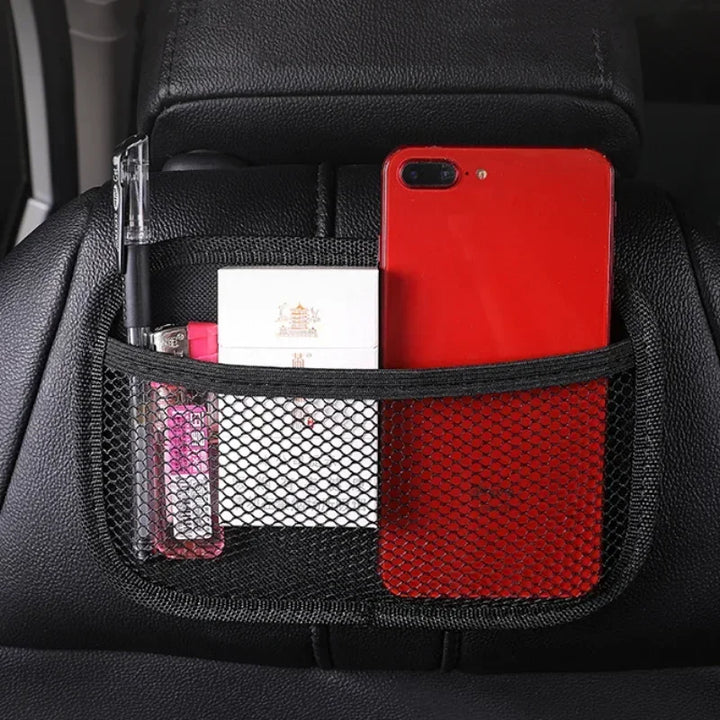 Car Leather Mesh Storage Bag for Phones, Coins & Keys | Car Interior Organizer - Carmodza.com