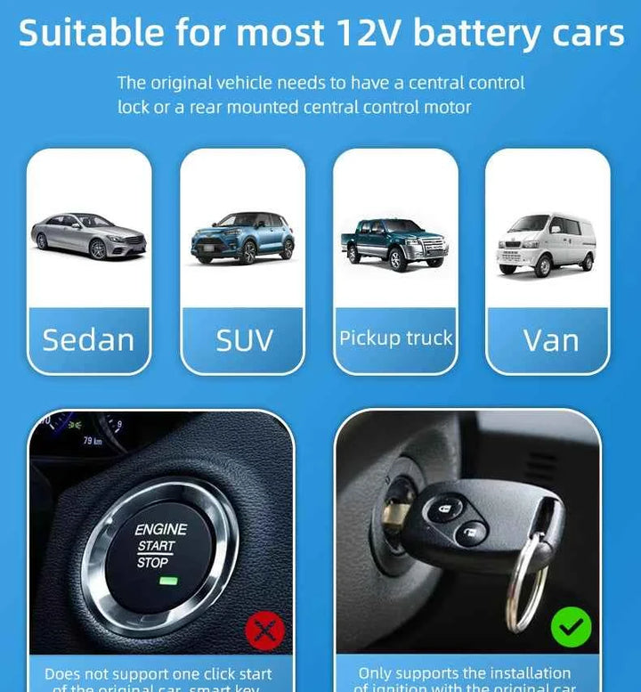 Universal Car Alarm Auto Start Stop System Remote Control Engine Ignition Autostart Kit Keyless Push Start System Car Accessorie