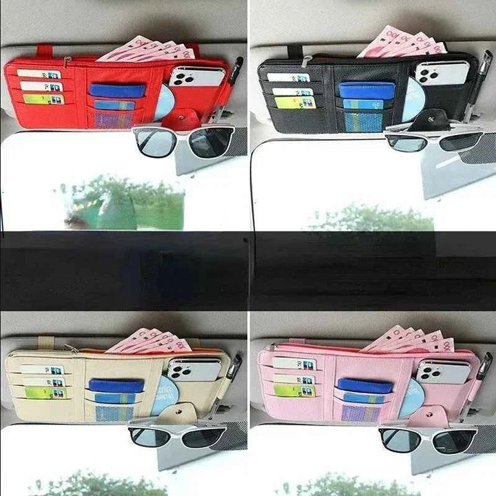 Car Sun Visor Organizer Multi-Pocket Organizer – PU Leather Storage - Carmodza.com