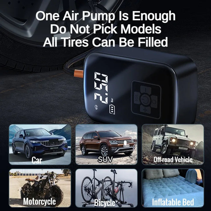 Wireless Portable Car Air Pump | 150PSI Rechargeable Inflator - Carmodza.com