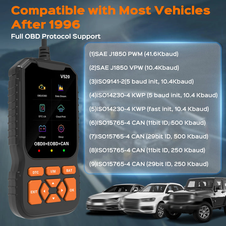 Car Code Reader V520 OBD2 Scanner Diagnostic Tool - Pro Version - Carmodza.com