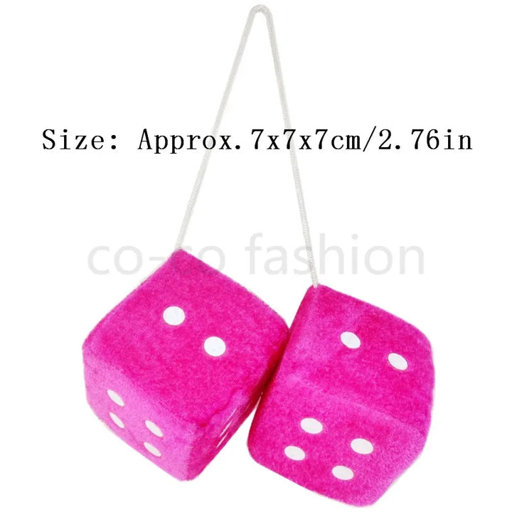 Dice Car Pendant: Velvet Plush Hanging Ornament New Year Gift - Carmodza.com