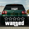 Wanted Pentagram Car Sticker | 5-Star Vinyl Decal for Car