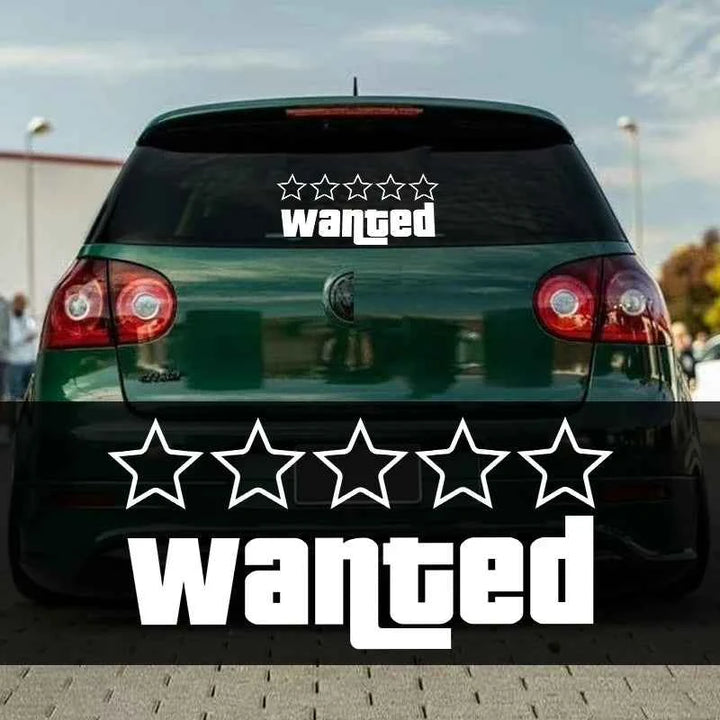 Wanted Pentagram Car Sticker | 5-Star Vinyl Decal for Car