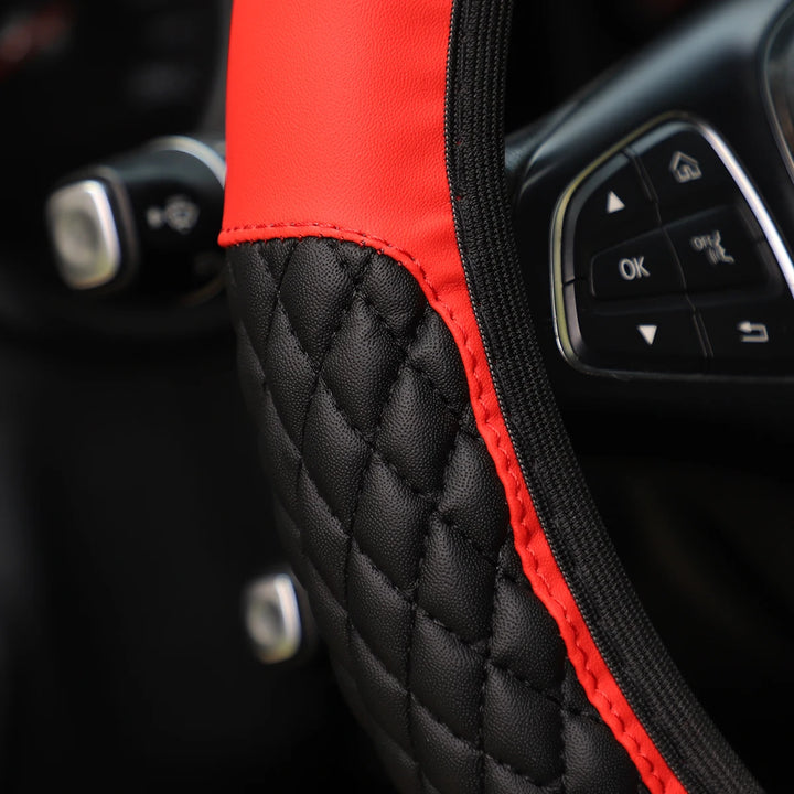 Leather Car Cover Set - 3pc Quilted Crown & Diamond Accent - Carmodza.com