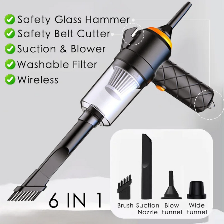 6-in-1 Wireless Car Vacuum Cleaner | 9000Pa Suction & Blower - Carmodza.com