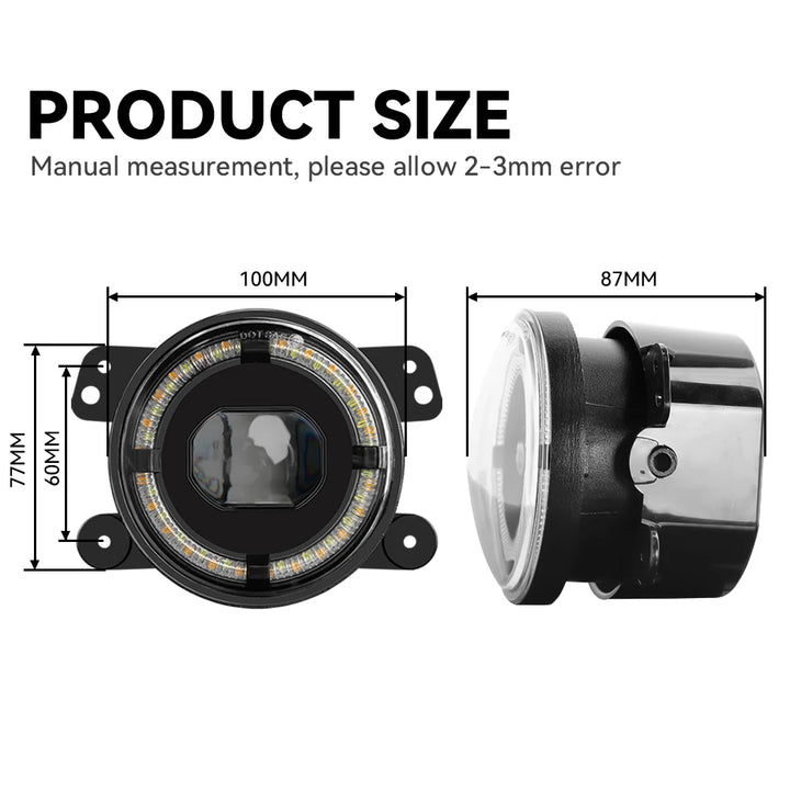 Jeep Wrangler Angel Eye Fog Lights | Dual Color Halo DRL - Carmodza.com