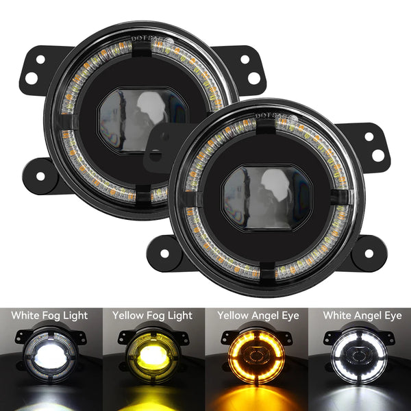 Jeep Wrangler Angel Eye Fog Lights | Dual Color Halo DRL - Carmodza.com