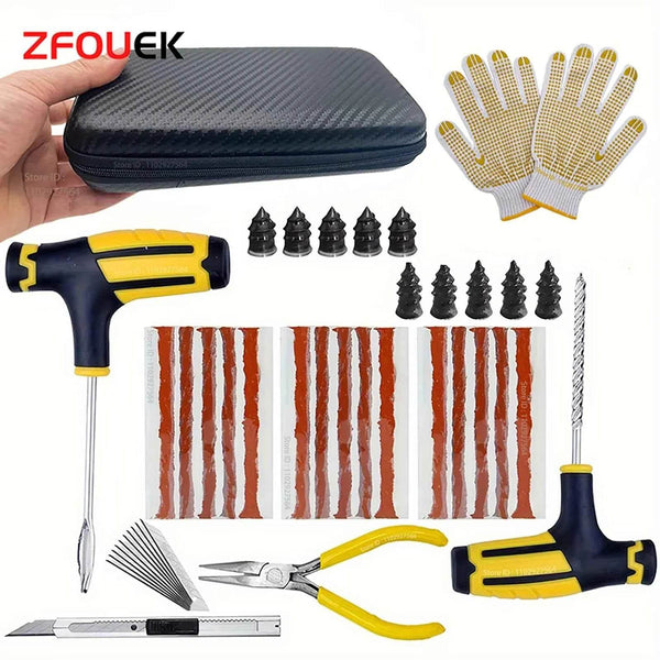 Car Tire Repair Emergency Kit | Puncture Plug Tools - Carmodza.com