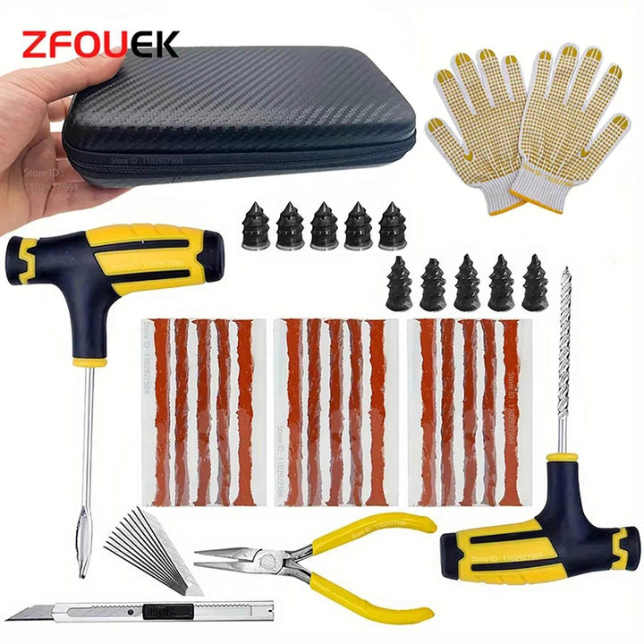 Car Tire Repair Emergency Kit | Puncture Plug Tools - Carmodza.com