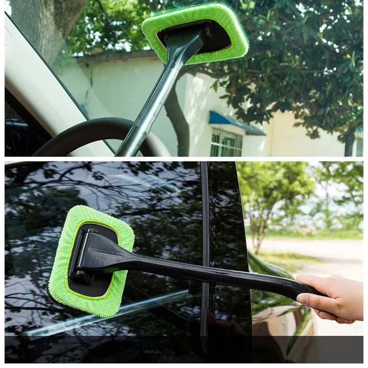 Car Windshield Cleaning Tool with Long Handle & Microfiber Pad - Carmodza.com