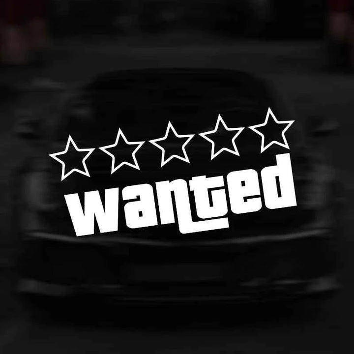 Wanted Pentagram Car Sticker | 5-Star Vinyl Decal for Car