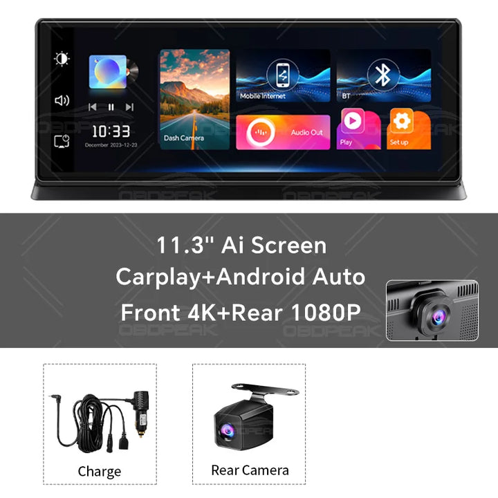 4K Wireless Carplay Android Auto Car DVR Dash Cam - Carmodza.com