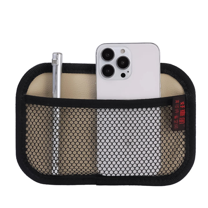 Car Leather Mesh Storage Bag for Phones, Coins & Keys | Car Interior Organizer - Carmodza.com