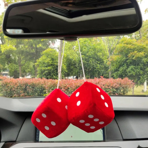 Dice Car Pendant: Velvet Plush Hanging Ornament New Year Gift - Carmodza.com