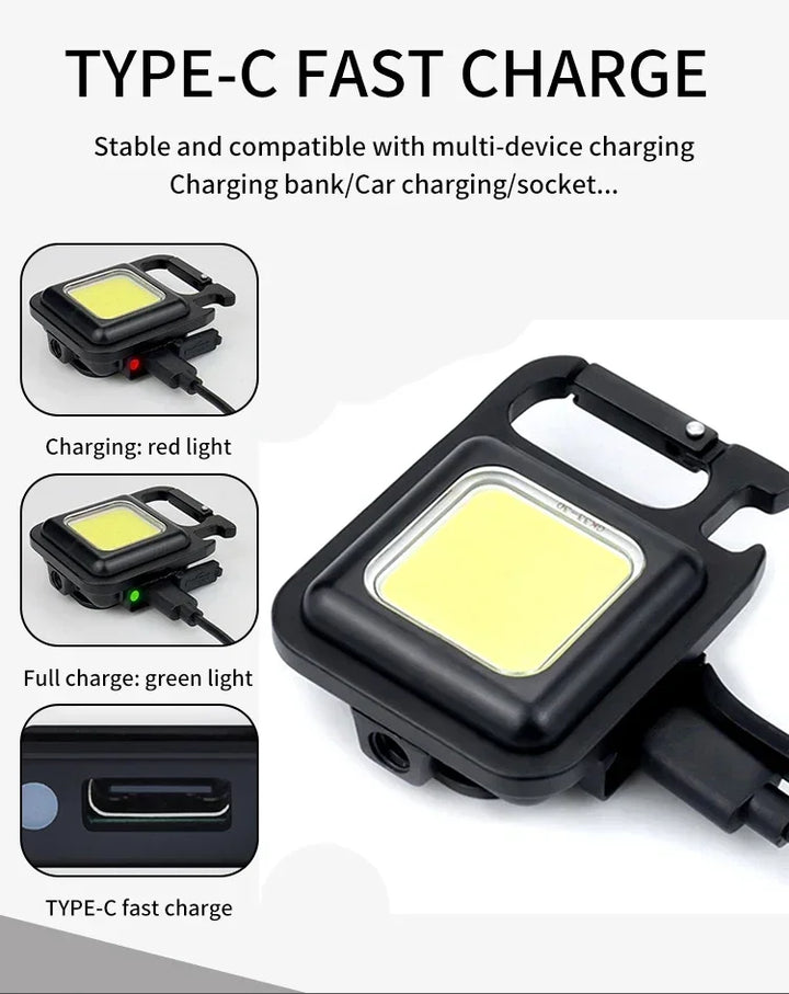 Rechargeable Car Keychain Flashlight with Magnet & Bottle Opener - Carmodza.com