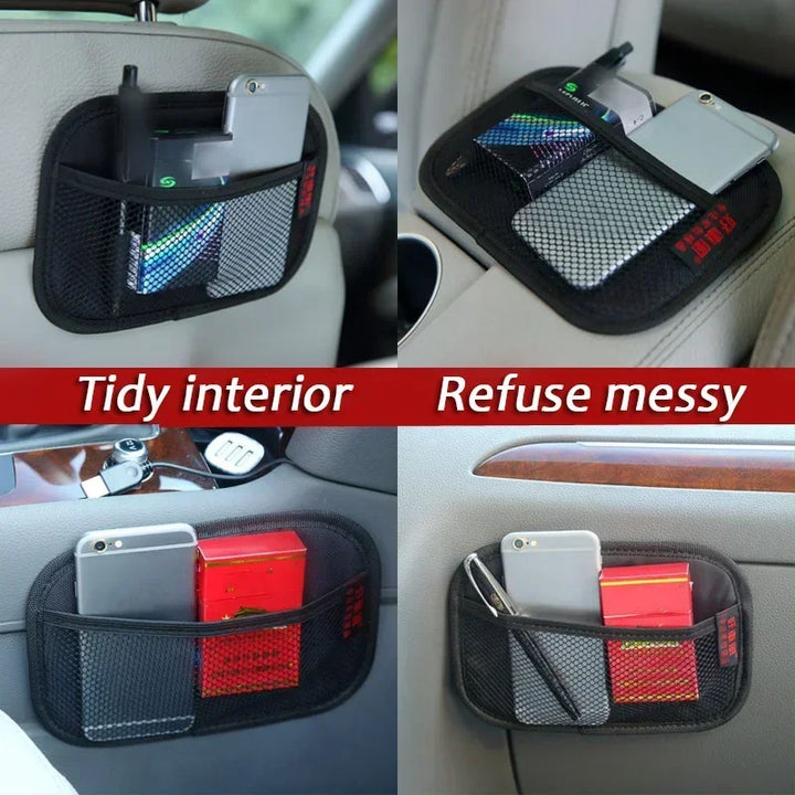 Car Leather Mesh Storage Bag for Phones, Coins & Keys | Car Interior Organizer - Carmodza.com
