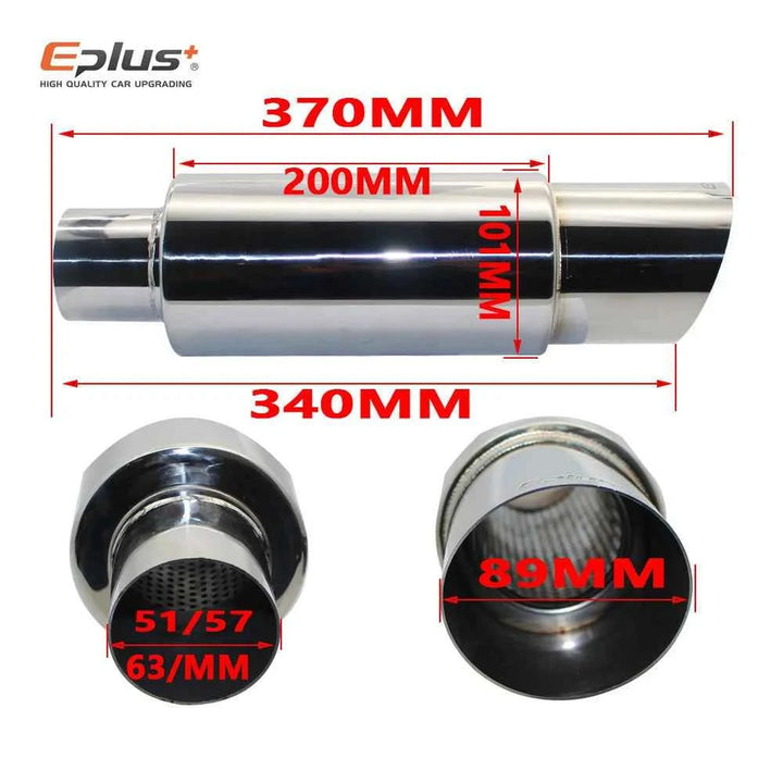 EPLUS Universal Car Exhaust Pipe Muffler Tail Pipe High Quality Stainless Steel 51/57/63mm Interface Bevel  Exhaust System End