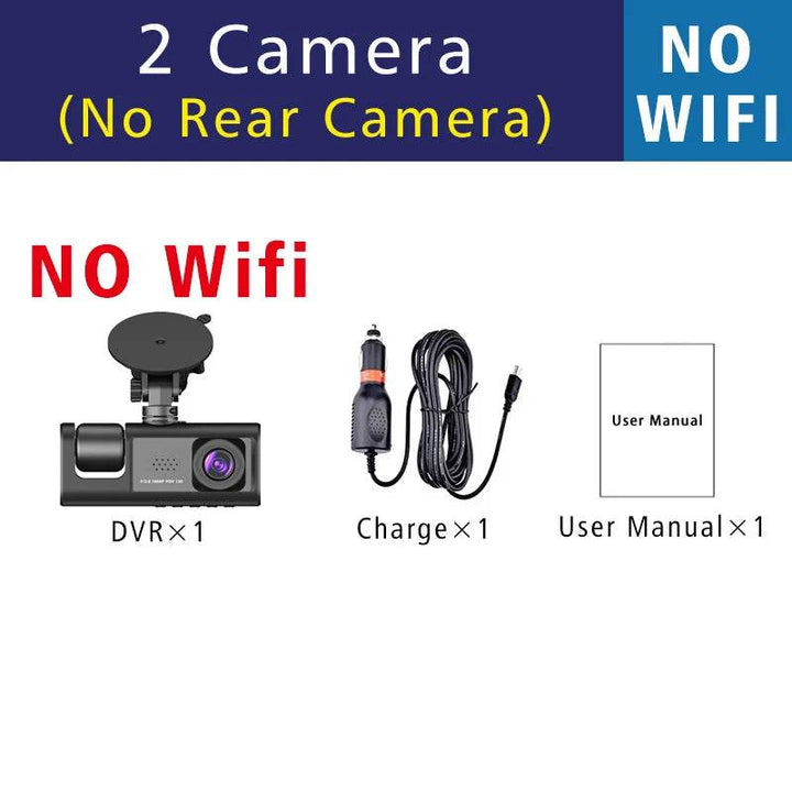 3-Channel WiFi Dash Cam 1080p with Interior & Rear Camera - Carmodza.com