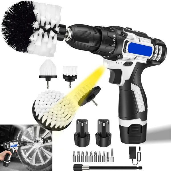 Electric Car Scrubbing Brush Cleaning Kit with Drill Power - Carmodza.com