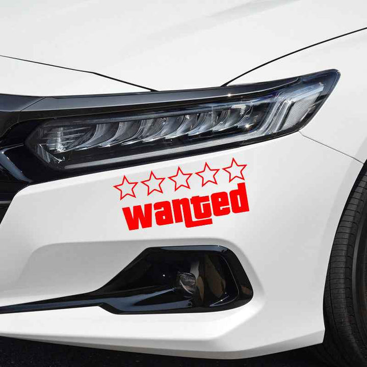 Wanted Pentagram Car Sticker | 5-Star Vinyl Decal for Car