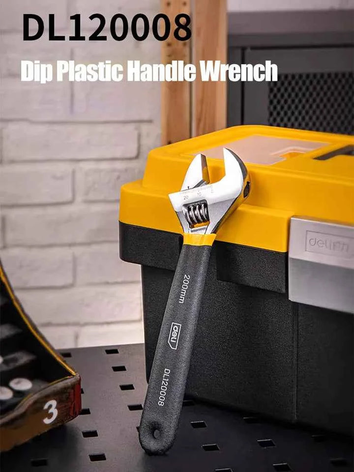 Deli Adjustable Wrench Large Opening long Handle Universal Spanner Carbon Steel Mechanical Workshop Hand Car Repair Tools