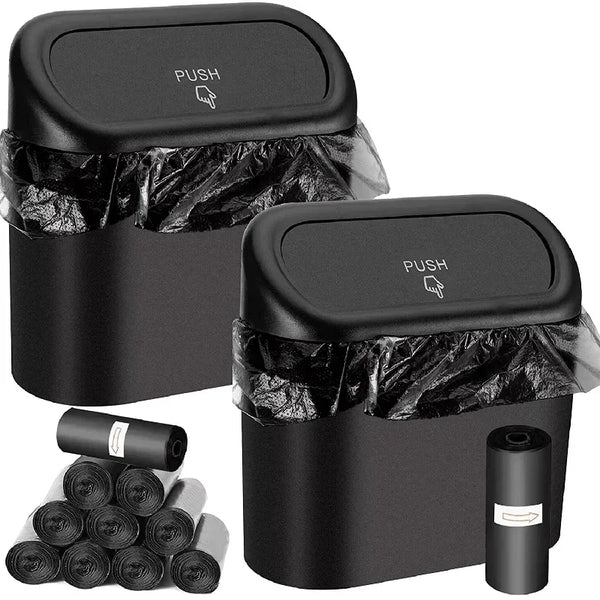 Car Trash Can with Lid – Leak-Proof Mini Bin with 60 Bags - Carmodza.com
