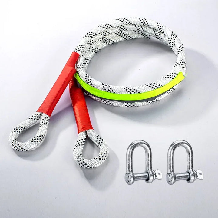 Heavy-Duty Off-Road Tow Rope with Reflective Strips & Shackles - Carmodza.com