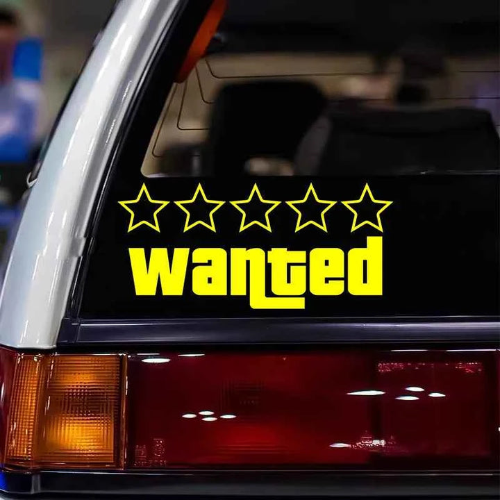 Wanted Pentagram Car Sticker | 5-Star Vinyl Decal for Car