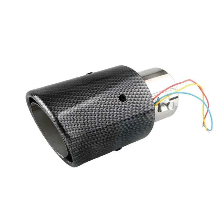 63-65mm Universal Flaming Luminous Motorcycle Exhaust Pipe Tail Vent Carbon Fiber Car Muffler With LED Flashing Decorative Light