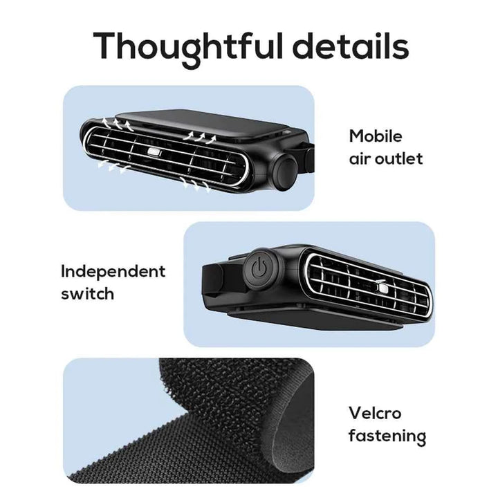 Car Headrest Cooling Fan 3 Speeds Adjustable Electric Car Seat Fan 5V/2A Car Rear Backrest Fan Car Interior Accessories