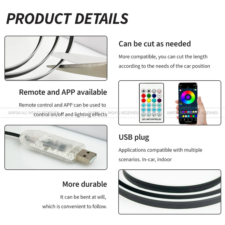 Car Interior LED Ambient Lights | App and Remote Control - Carmodza.com