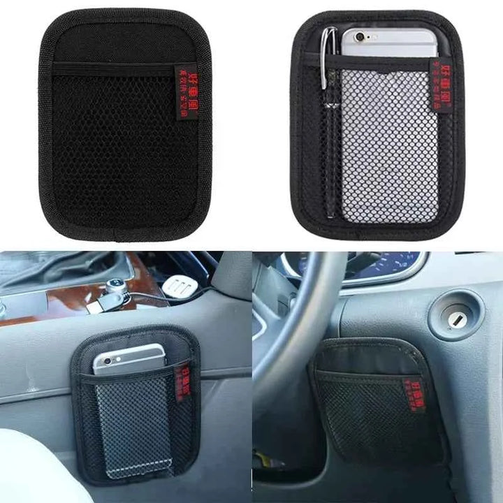 Car Leather Mesh Bag Oxford Fabric Storage Net Bags Car Interior Organizer Phones Coins Keys Storage Auto Stowing Tidying Tools