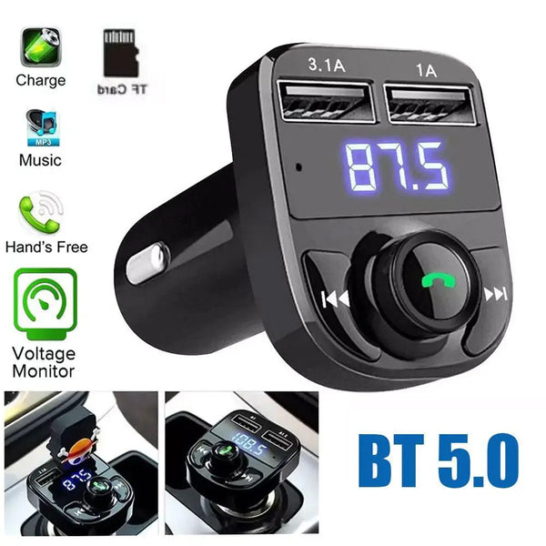 Bluetooth FM Transmitter Car Kit with 3.1A Dual USB & Hands-Free - Carmodza.com