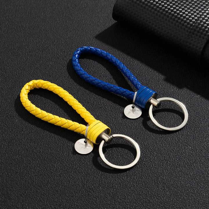 Braided Leather Car Keychain | Stylish Woven Rope Keyring - Carmodza.com