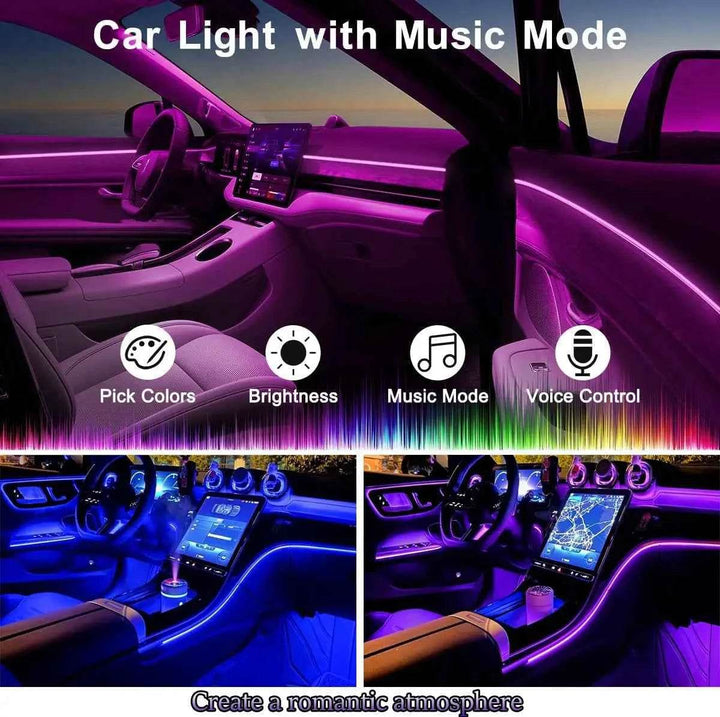 Car Interior Ambient Lighting Kit - USB Music Sync LED Strip Lights - Carmodza.com
