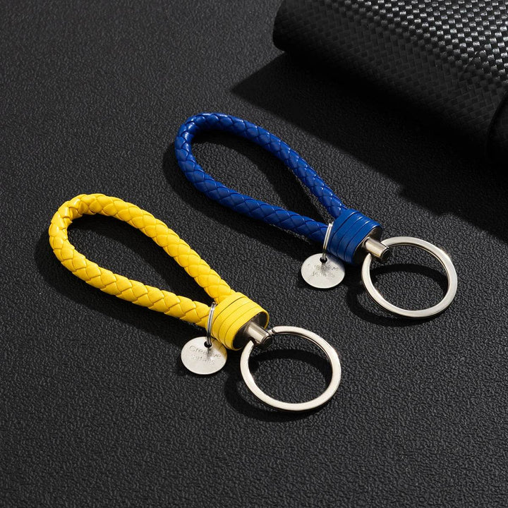 Braided Leather Car Keychain | Stylish Woven Rope Keyring - Carmodza.com
