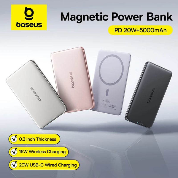 Magnetic Wireless Power Bank 5000mAh for iPhone, Samsung - Carmodza.com