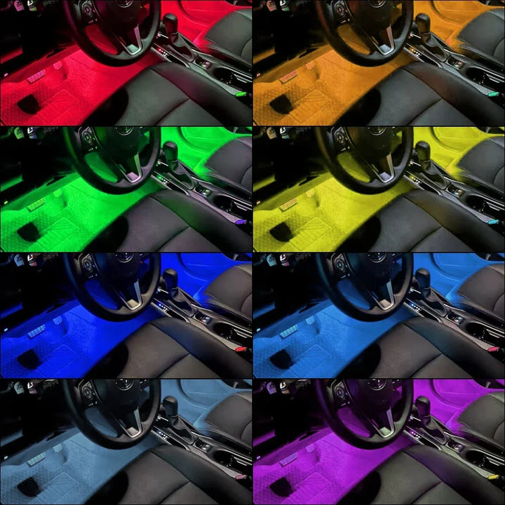 Car Interior Ambient Foot Light – RGB LED Neon Lights App Control with USB - Carmodza.com