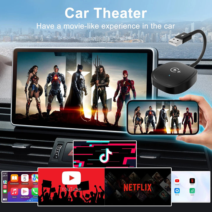Wireless CarPlay Video Streaming Adapter with Netflix & YouTube - Carmodza.com