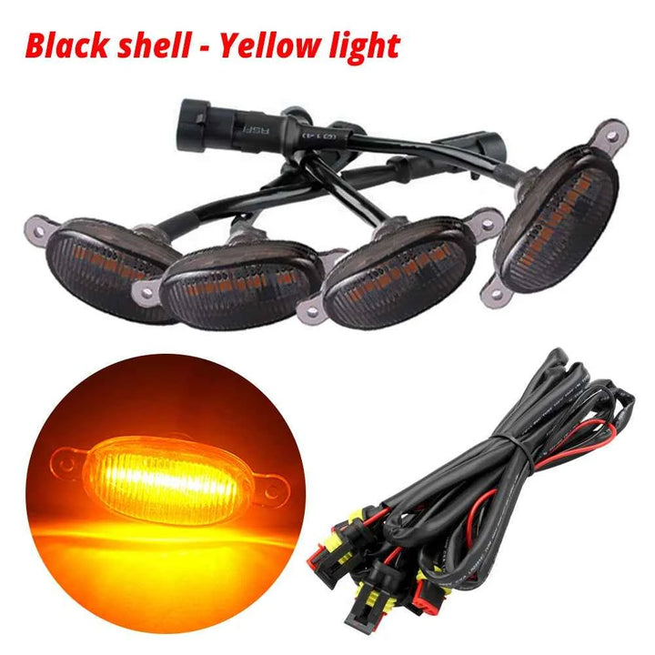 4X Car Grille Light Yellow Light Daytime Running Light LED Decorative Warning Light Pickup Truck Haze Light 12V Control Raptor