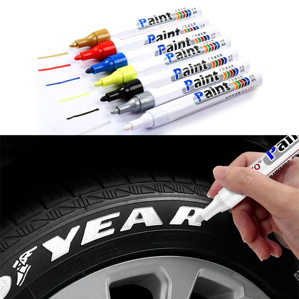White Tire Paint Marker Pen - Waterproof Car Accessory