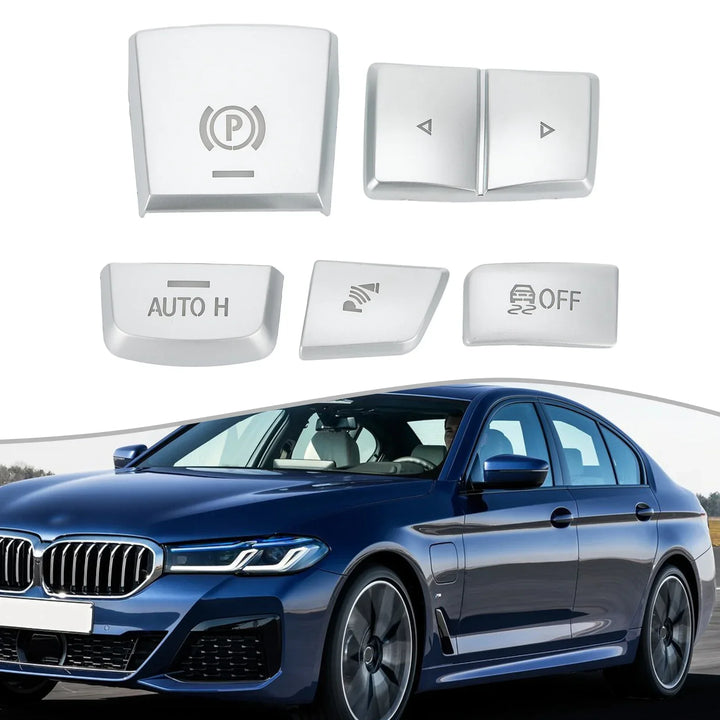BMW Interior Switch Button Covers | Premium Silver ABS Trim Set - Carmodza.com