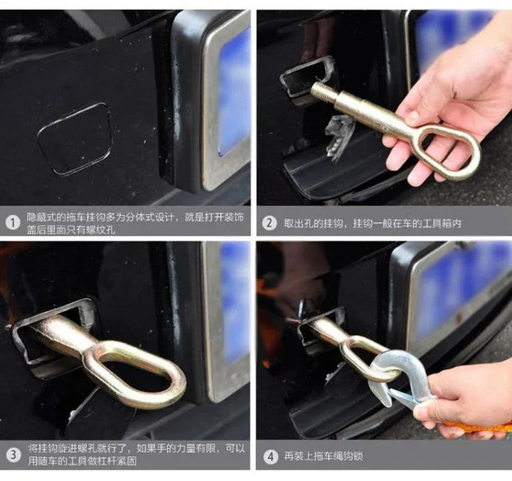 Heavy Duty 5 Ton Tow Strap | 4M Car Recovery Rope with Hooks - Carmodza.com