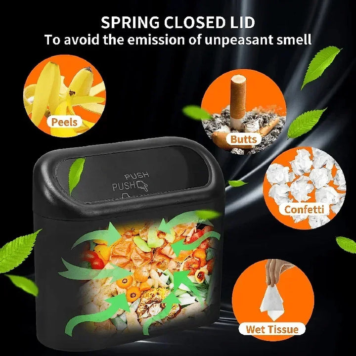 Car Trash Can with Lid – Leak-Proof Mini Bin with 60 Bags - Carmodza.com
