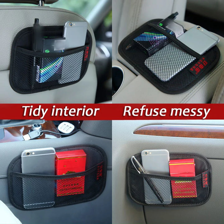 Car Leather Mesh Storage Bag for Phones, Coins & Keys | Car Interior Organizer - Carmodza.com