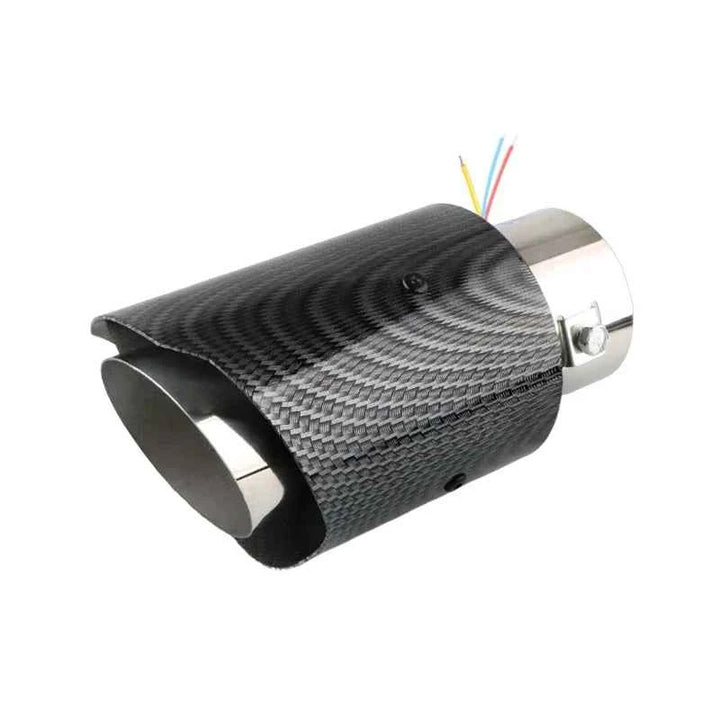 63-65mm Universal Flaming Luminous Motorcycle Exhaust Pipe Tail Vent Carbon Fiber Car Muffler With LED Flashing Decorative Light