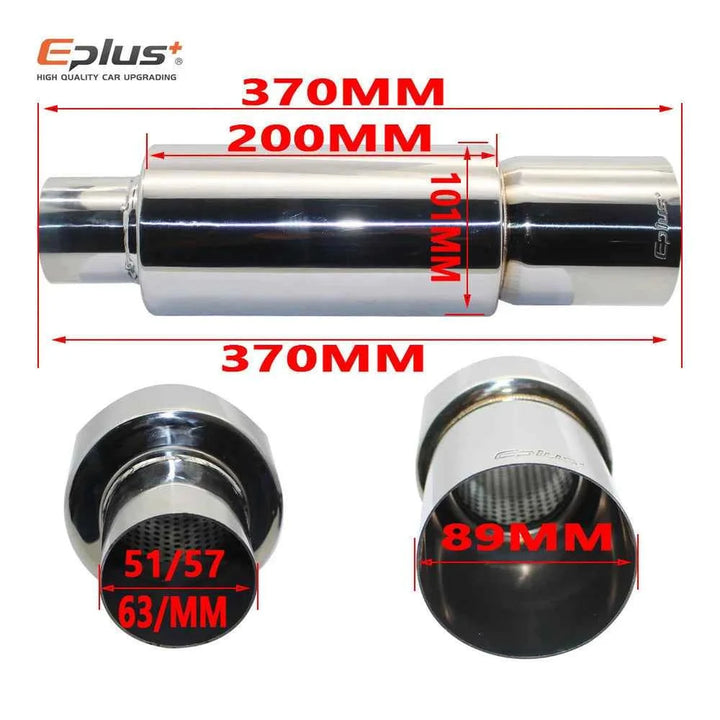 EPLUS Universal Car Exhaust Pipe Muffler Tail Pipe High Quality Stainless Steel 51/57/63mm Interface Bevel  Exhaust System End